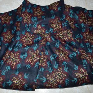 Blue Jacquard Skirt w/ Pockets Floral Size Small